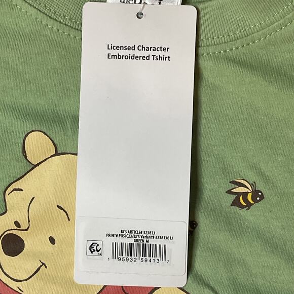 Disney Winnie The Pooh & Piglet Womens Medium Green T-Shirt Embroidered Flowers - Picture 5 of 12